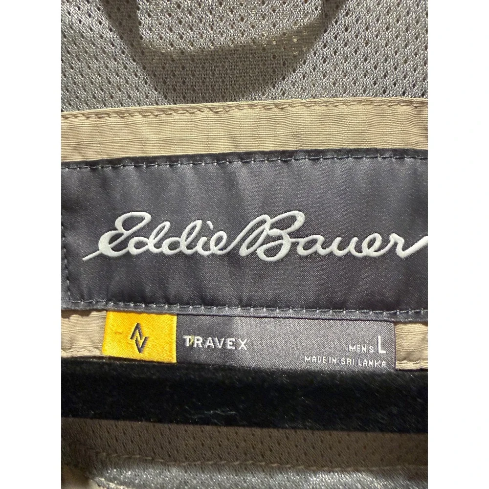 Eddie Bauer Travex Utility Fishing Vest Mens Large Khaki Travel Hiking Zip